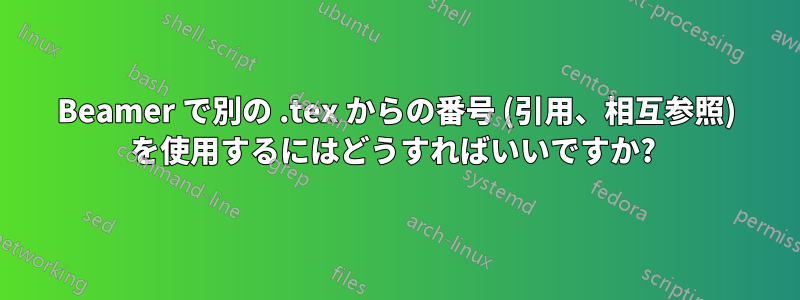 Beamer で別の .tex からの番号 (引用、相互参照) を使用するにはどうすればいいですか? 