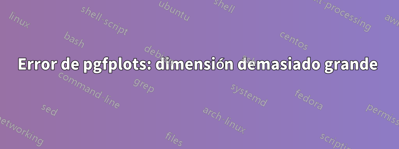 Error de pgfplots: dimensión demasiado grande