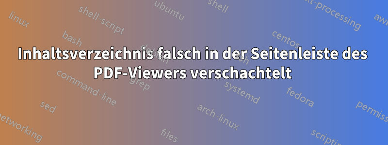 Inhaltsverzeichnis falsch in der Seitenleiste des PDF-Viewers verschachtelt