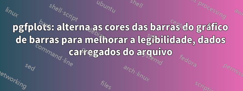 pgfplots: alterna as cores das barras do gráfico de barras para melhorar a legibilidade, dados carregados do arquivo