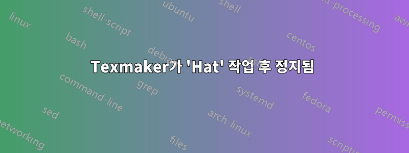 Texmaker가 'Hat' 작업 후 정지됨