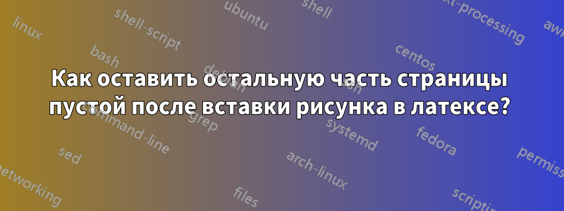 Как оставить остальную часть страницы пустой после вставки рисунка в латексе?