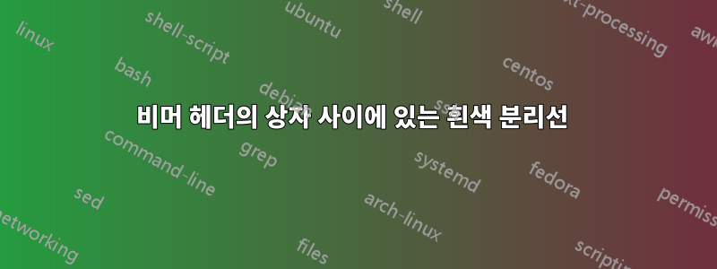 비머 헤더의 상자 사이에 있는 흰색 분리선 