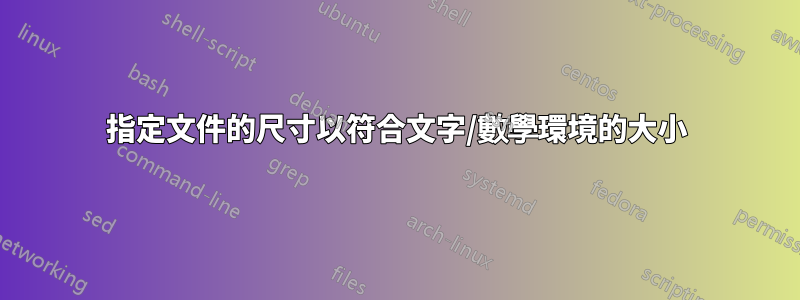 指定文件的尺寸以符合文字/數學環境的大小