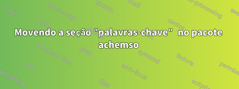 Movendo a seção "palavras-chave" no pacote achemso