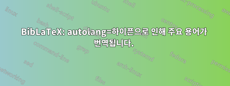 BibLaTeX: autolang=하이픈으로 인해 주요 용어가 번역됩니다.