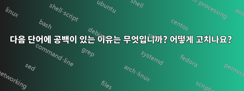 다음 단어에 공백이 있는 이유는 무엇입니까? 어떻게 고치나요?