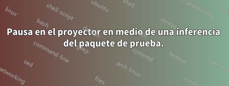 Pausa en el proyector en medio de una inferencia del paquete de prueba.