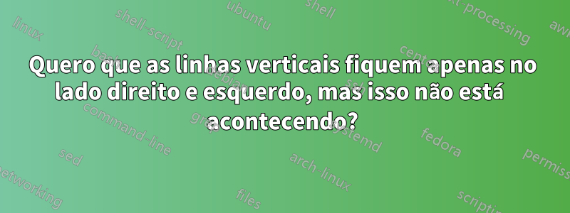 Quero que as linhas verticais fiquem apenas no lado direito e esquerdo, mas isso não está acontecendo?