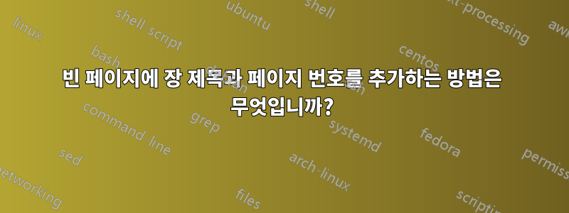 빈 페이지에 장 제목과 페이지 번호를 추가하는 방법은 무엇입니까?