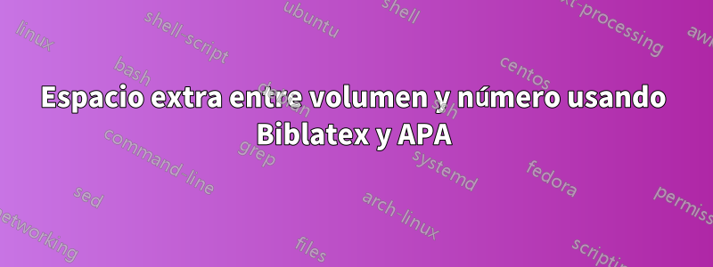 Espacio extra entre volumen y número usando Biblatex y APA