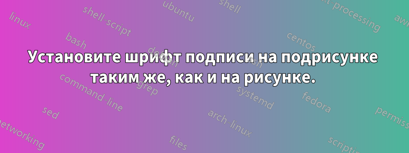 Установите шрифт подписи на подрисунке таким же, как и на рисунке.