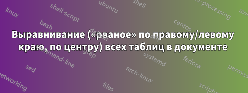 Выравнивание («рваное» по правому/левому краю, по центру) всех таблиц в документе