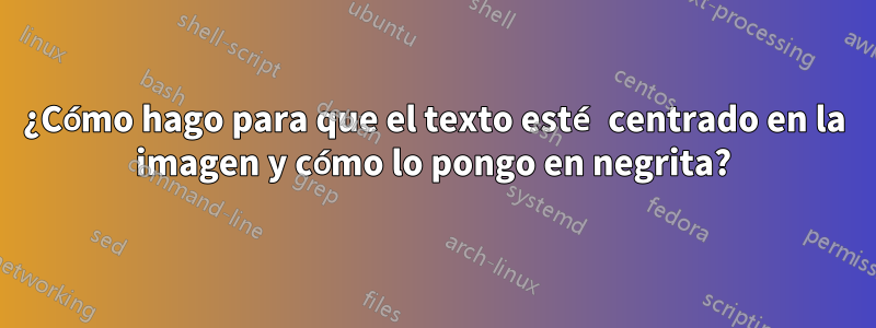 ¿Cómo hago para que el texto esté centrado en la imagen y cómo lo pongo en negrita?