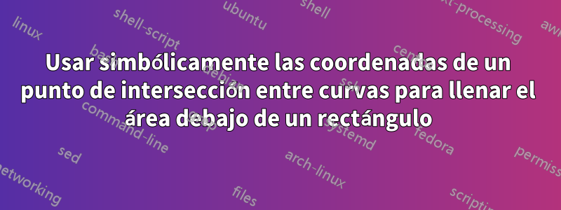 Usar simbólicamente las coordenadas de un punto de intersección entre curvas para llenar el área debajo de un rectángulo