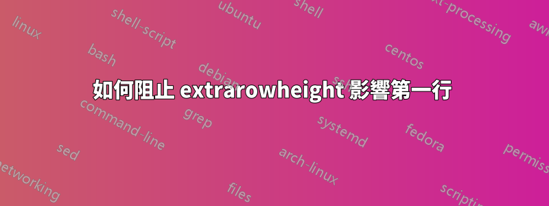 如何阻止 extrarowheight 影響第一行