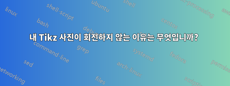 내 Tikz 사진이 회전하지 않는 이유는 무엇입니까?