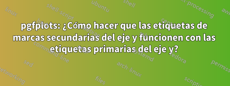 pgfplots: ¿Cómo hacer que las etiquetas de marcas secundarias del eje y funcionen con las etiquetas primarias del eje y?