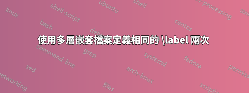 使用多層嵌套檔案定義相同的 \label 兩次