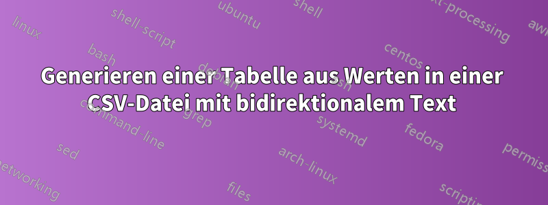 Generieren einer Tabelle aus Werten in einer CSV-Datei mit bidirektionalem Text