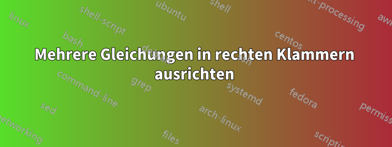 Mehrere Gleichungen in rechten Klammern ausrichten