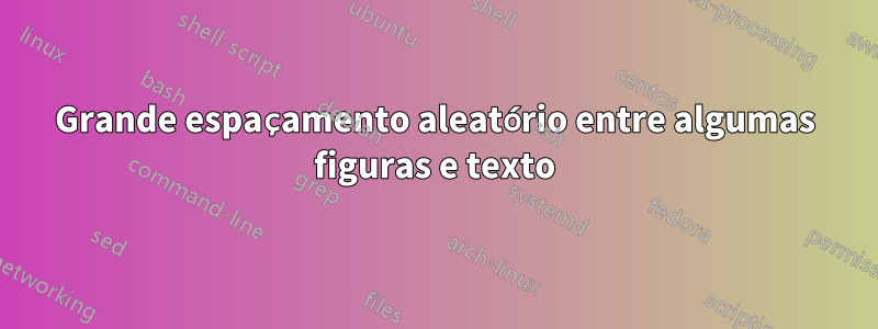 Grande espaçamento aleatório entre algumas figuras e texto