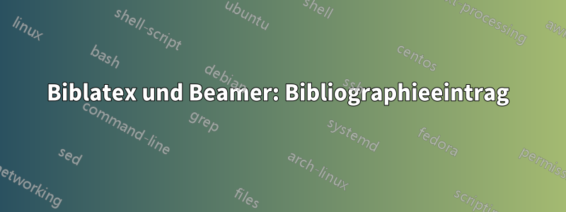 Biblatex und Beamer: Bibliographieeintrag 