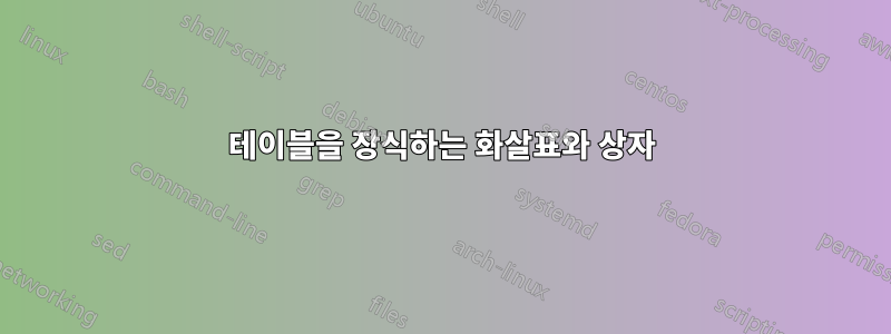 테이블을 장식하는 화살표와 상자