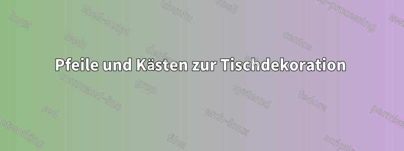 Pfeile und Kästen zur Tischdekoration