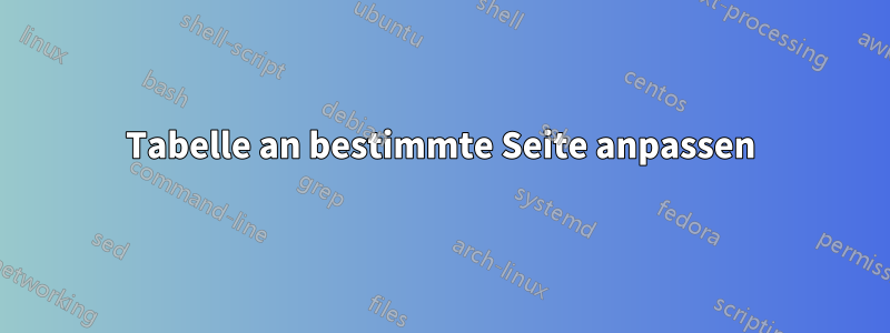 Tabelle an bestimmte Seite anpassen