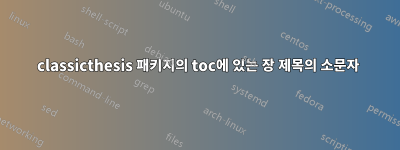 classicthesis 패키지의 toc에 있는 장 제목의 소문자