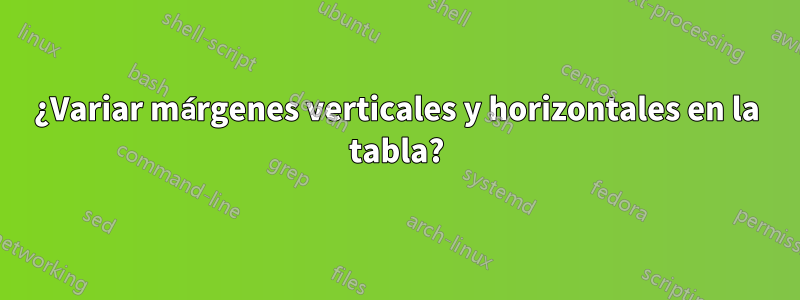 ¿Variar márgenes verticales y horizontales en la tabla?