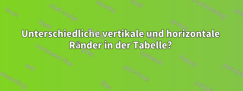 Unterschiedliche vertikale und horizontale Ränder in der Tabelle?