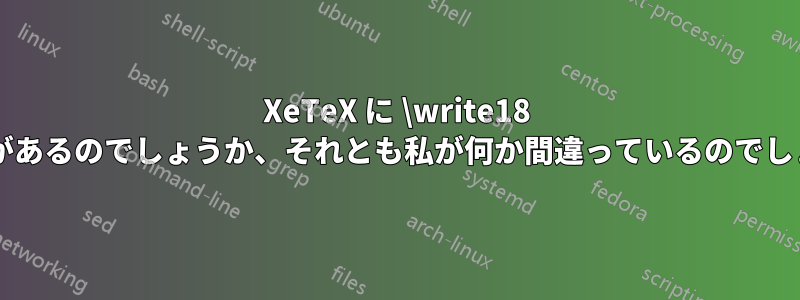 XeTeX に \write18 のバグがあるのでしょうか、それとも私が何か間違っているのでしょうか?