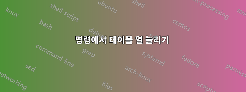 명령에서 테이블 열 늘리기