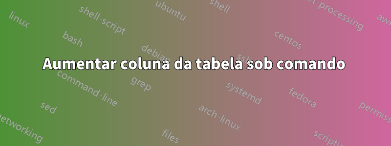 Aumentar coluna da tabela sob comando