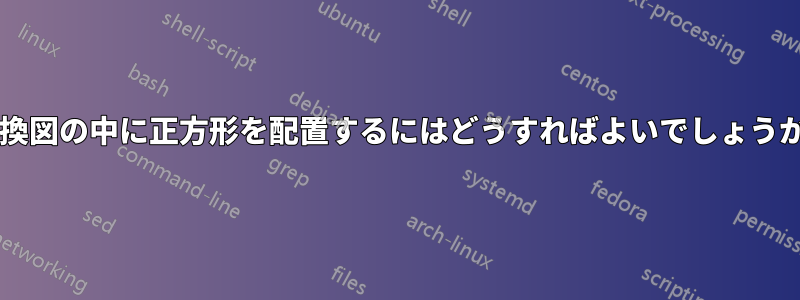 可換図の中に正方形を配置するにはどうすればよいでしょうか?