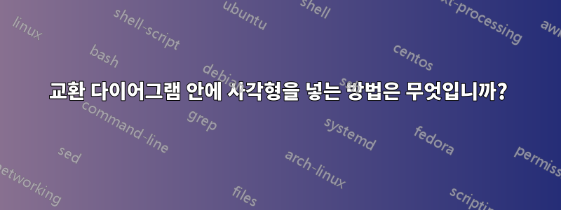 교환 다이어그램 안에 사각형을 넣는 방법은 무엇입니까?