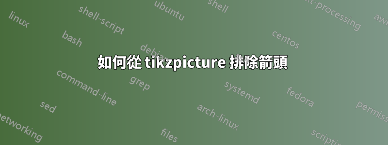 如何從 tikzpicture 排除箭頭