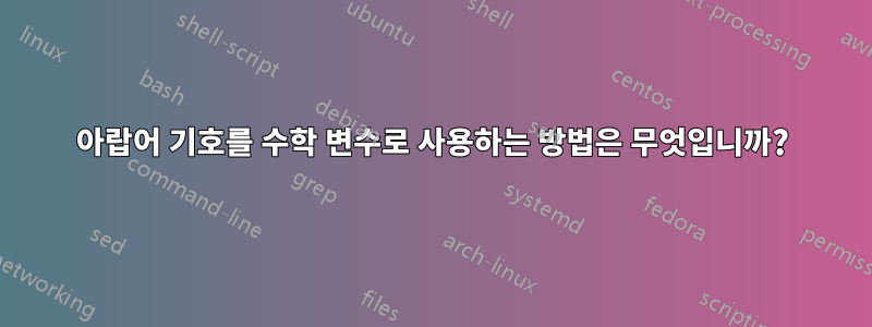 아랍어 기호를 수학 변수로 사용하는 방법은 무엇입니까?