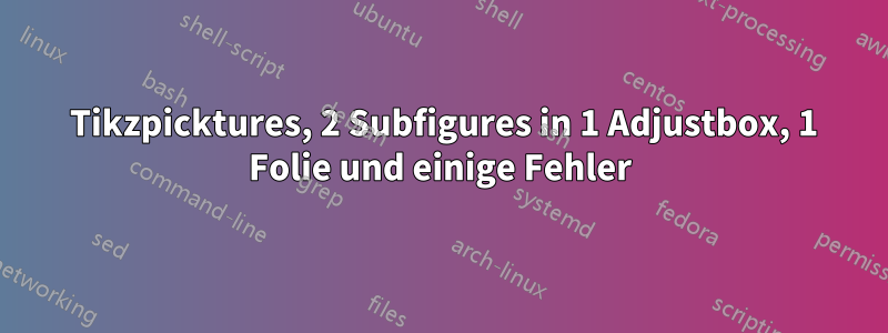 2 Tikzpicktures, 2 Subfigures in 1 Adjustbox, 1 Folie und einige Fehler