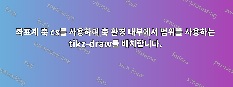 좌표계 축 cs를 사용하여 축 환경 내부에서 범위를 사용하는 tikz-draw를 배치합니다.