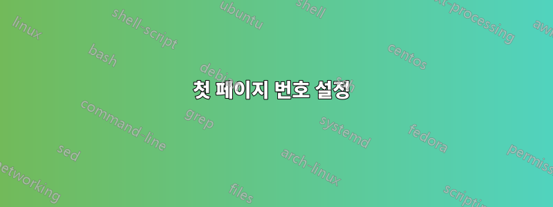 첫 페이지 번호 설정 