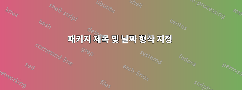 패키지 제목 및 날짜 형식 지정