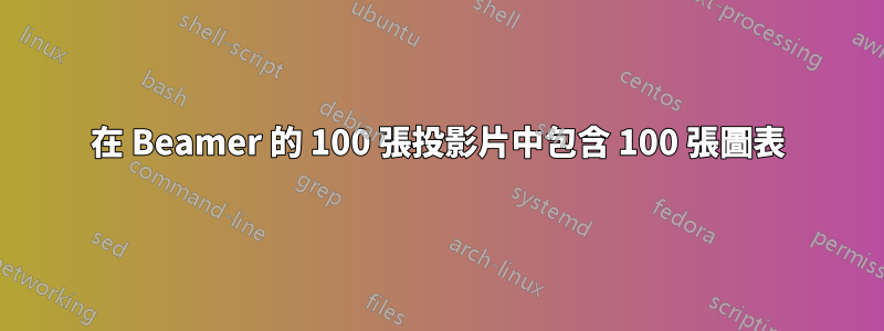 在 Beamer 的 100 張投影片中包含 100 張圖表