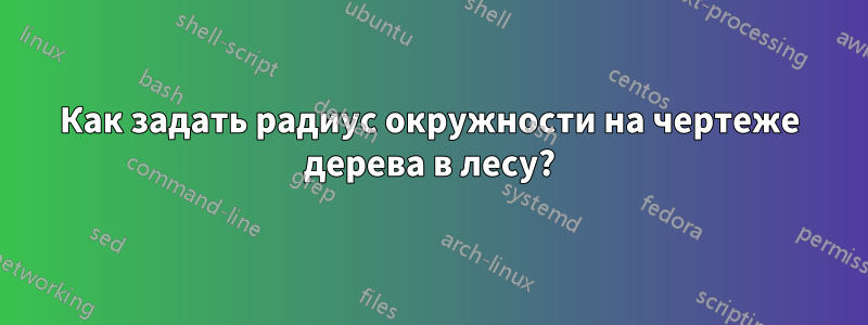 Как задать радиус окружности на чертеже дерева в лесу?