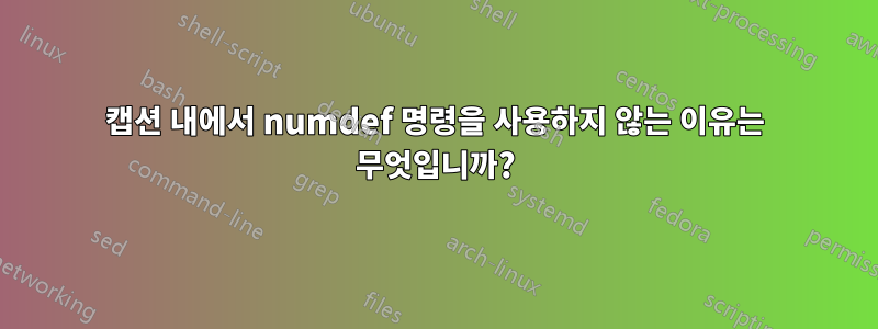 캡션 내에서 numdef 명령을 사용하지 않는 이유는 무엇입니까?