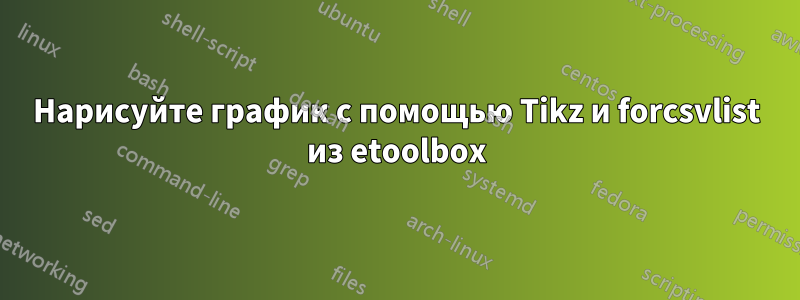 Нарисуйте график с помощью Tikz и forcsvlist из etoolbox