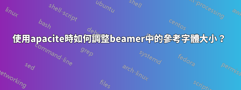 使用apacite時如何調整beamer中的參考字體大小？