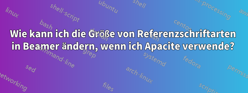 Wie kann ich die Größe von Referenzschriftarten in Beamer ändern, wenn ich Apacite verwende?